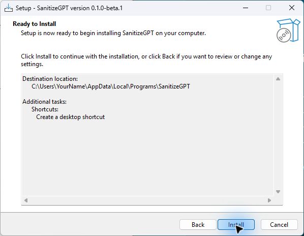 Ready to Install summary for the beta
